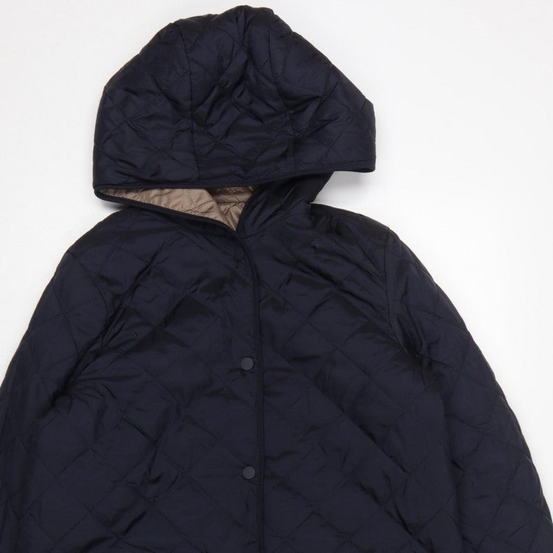 Weatherproof Women's Blue S Quilted Hooded Mid-Length Coat Jacket