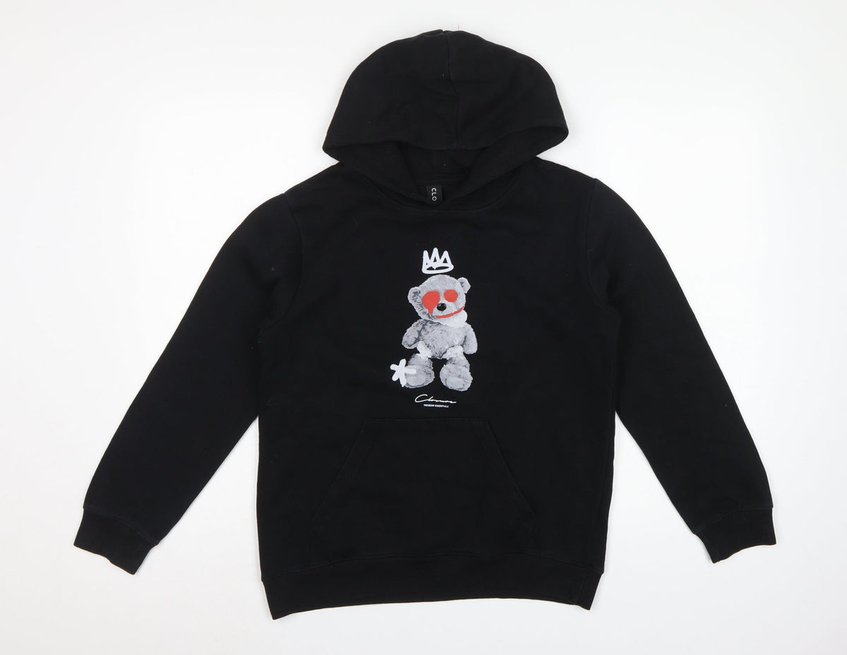 Closure LDN Boys Black 12-13 Years Bear Graphic Pullover Hoodie