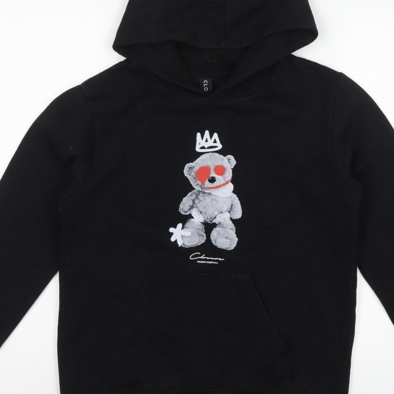 Closure LDN Boys Black 12-13 Years Bear Graphic Pullover Hoodie