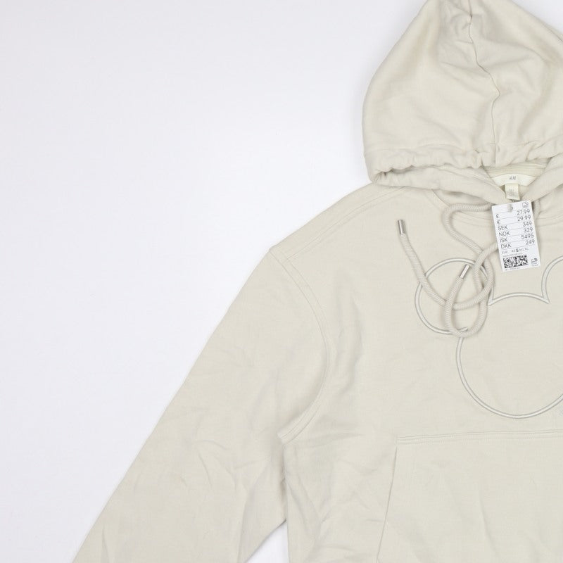 H&M Women Ivory UK 8 Disney Mickey Logo Pullover Hoodie