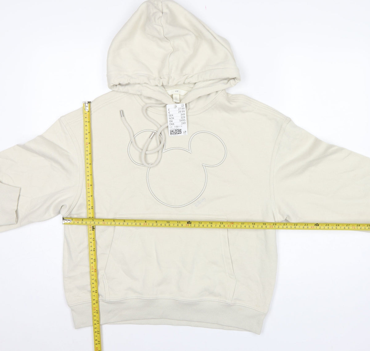 H&M Women Ivory UK 8 Disney Mickey Logo Pullover Hoodie