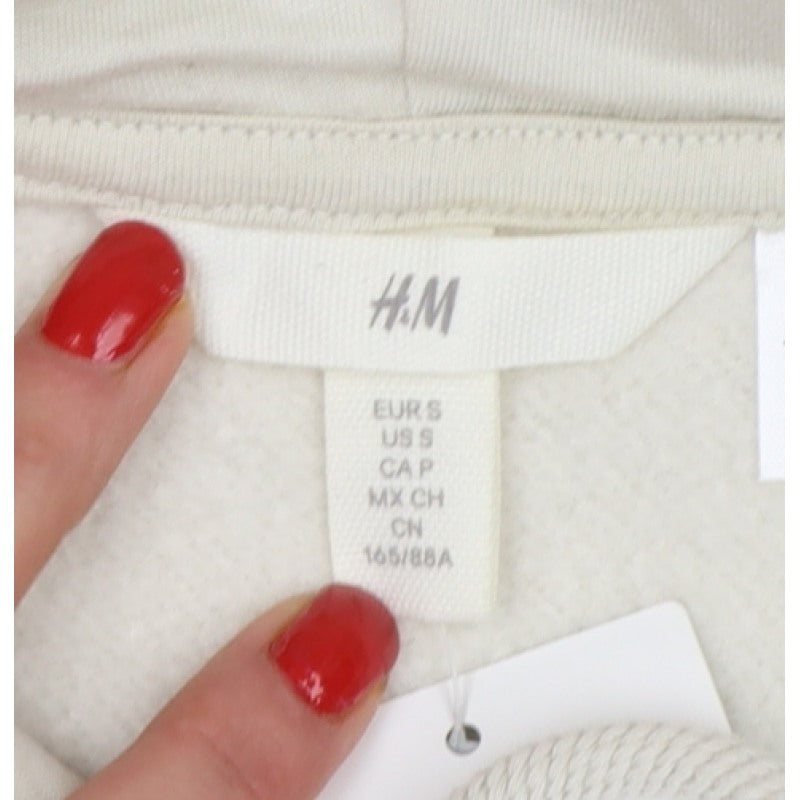 H&M Women Ivory UK 8 Disney Mickey Logo Pullover Hoodie