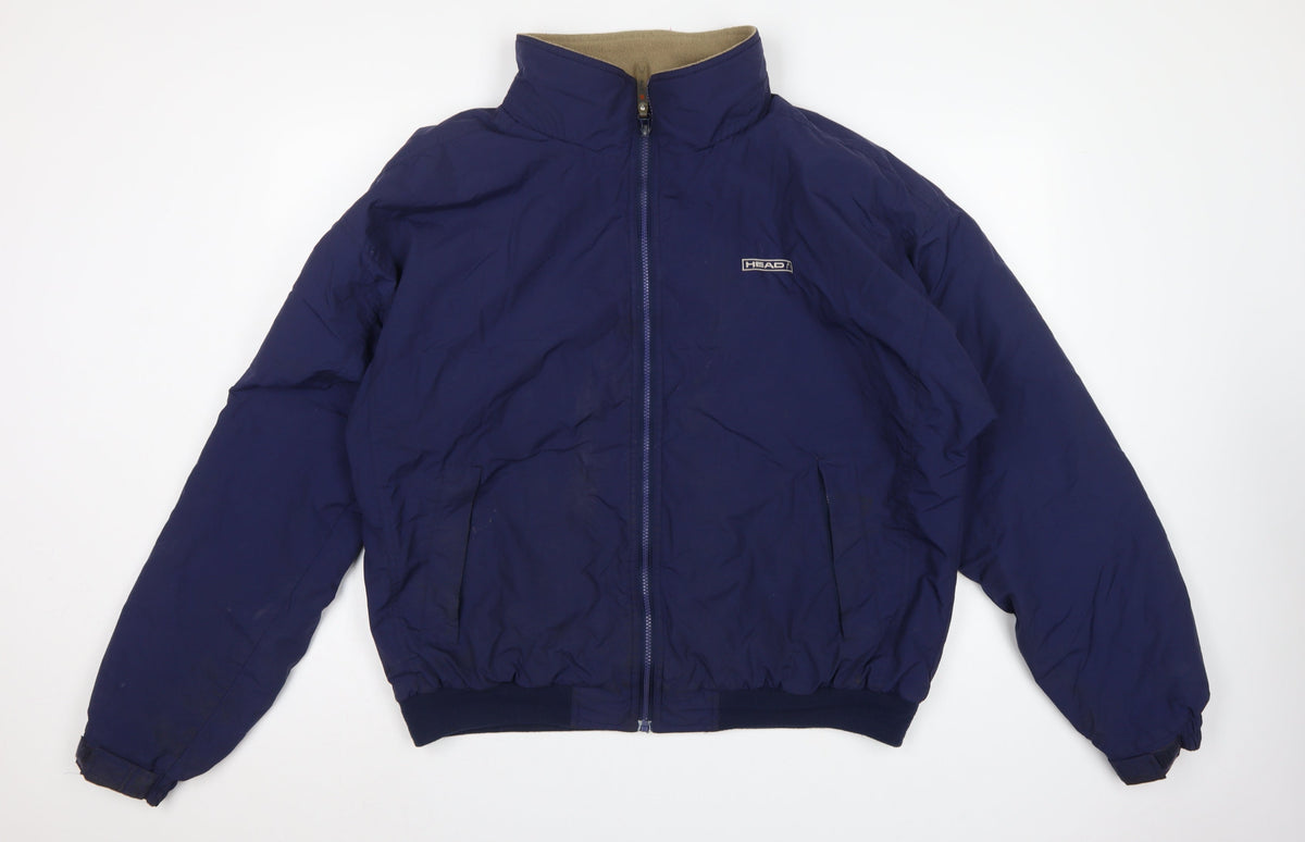 HEAD Mens Blue XL Fleece Lined Full Zip Bomber Jacket