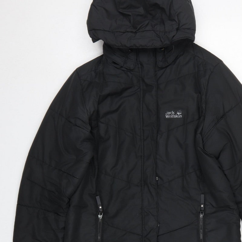 Jack Wolfskin Women’s Black UK 10 Long Hooded Puffer Coat