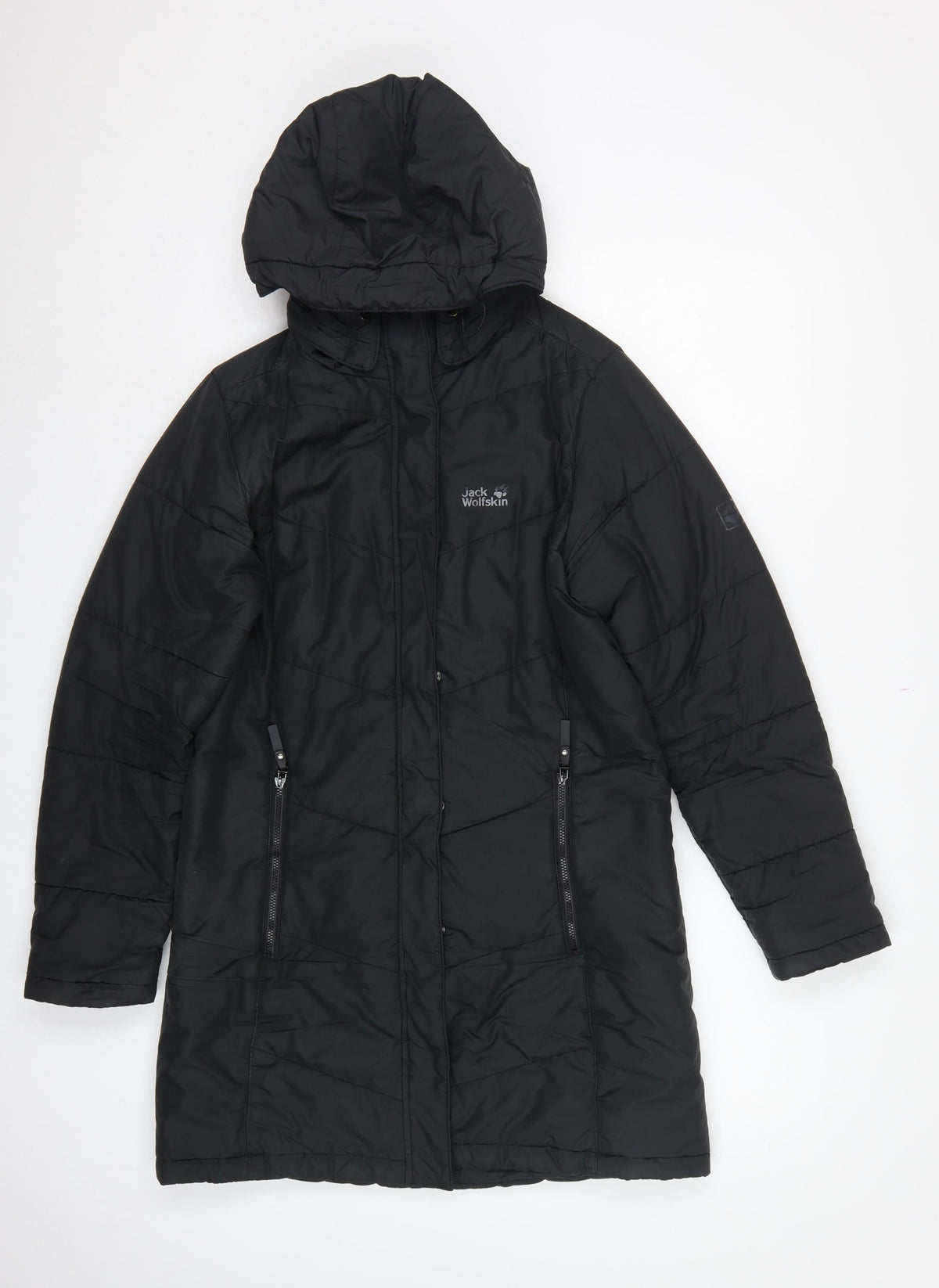 Jack Wolfskin Women’s Black UK 10 Long Hooded Puffer Coat