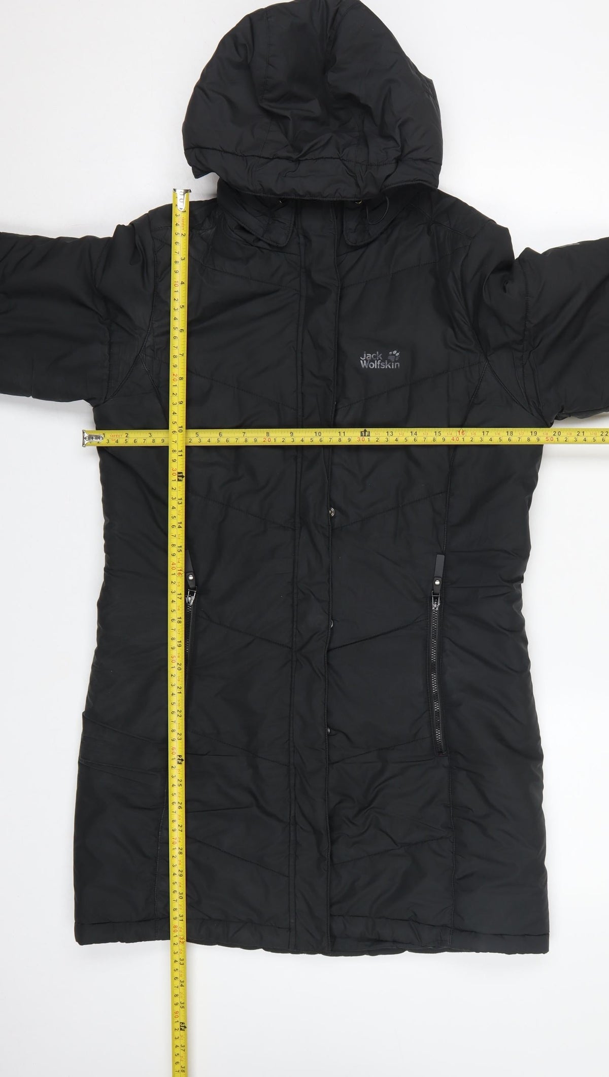 Jack Wolfskin Women’s Black UK 10 Long Hooded Puffer Coat