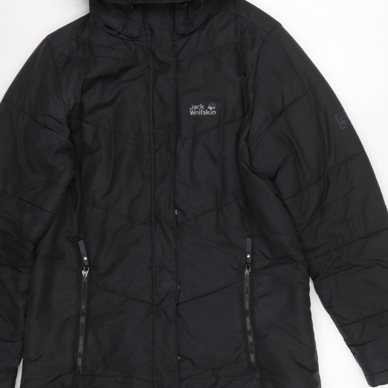 Jack Wolfskin Women’s Black UK 10 Long Hooded Puffer Coat