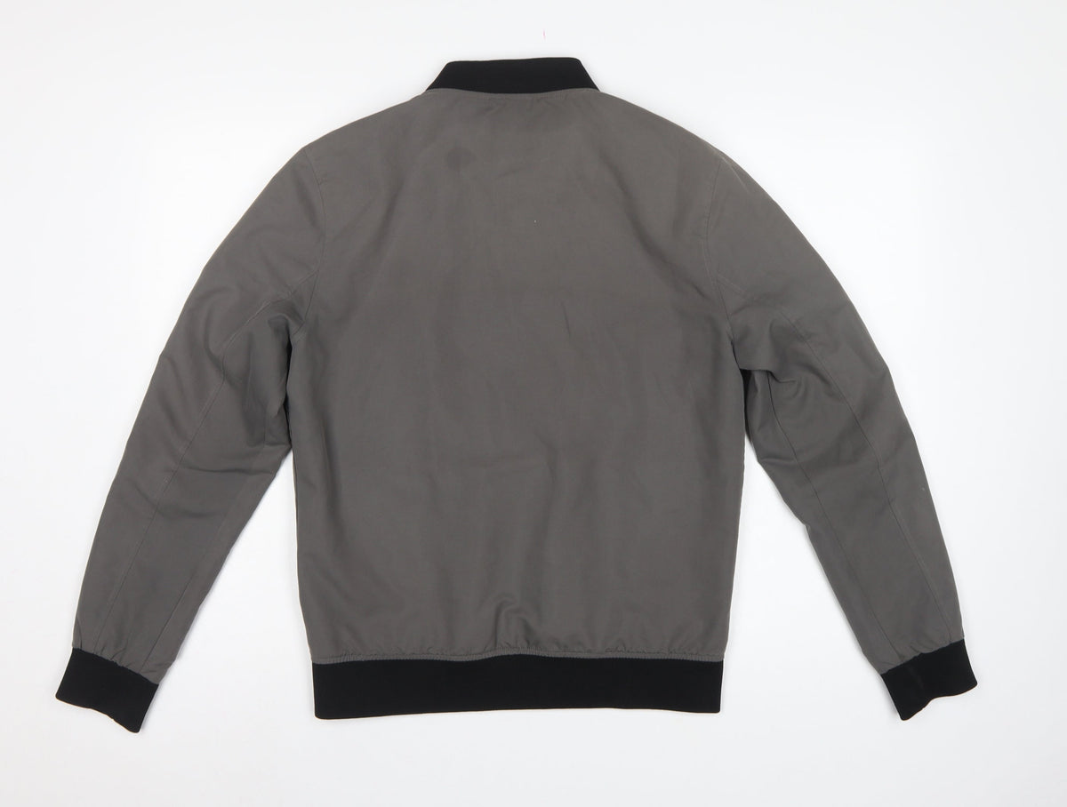 River Island Men’s Grey S Bomber Jacket Full Zip Zipped Pockets