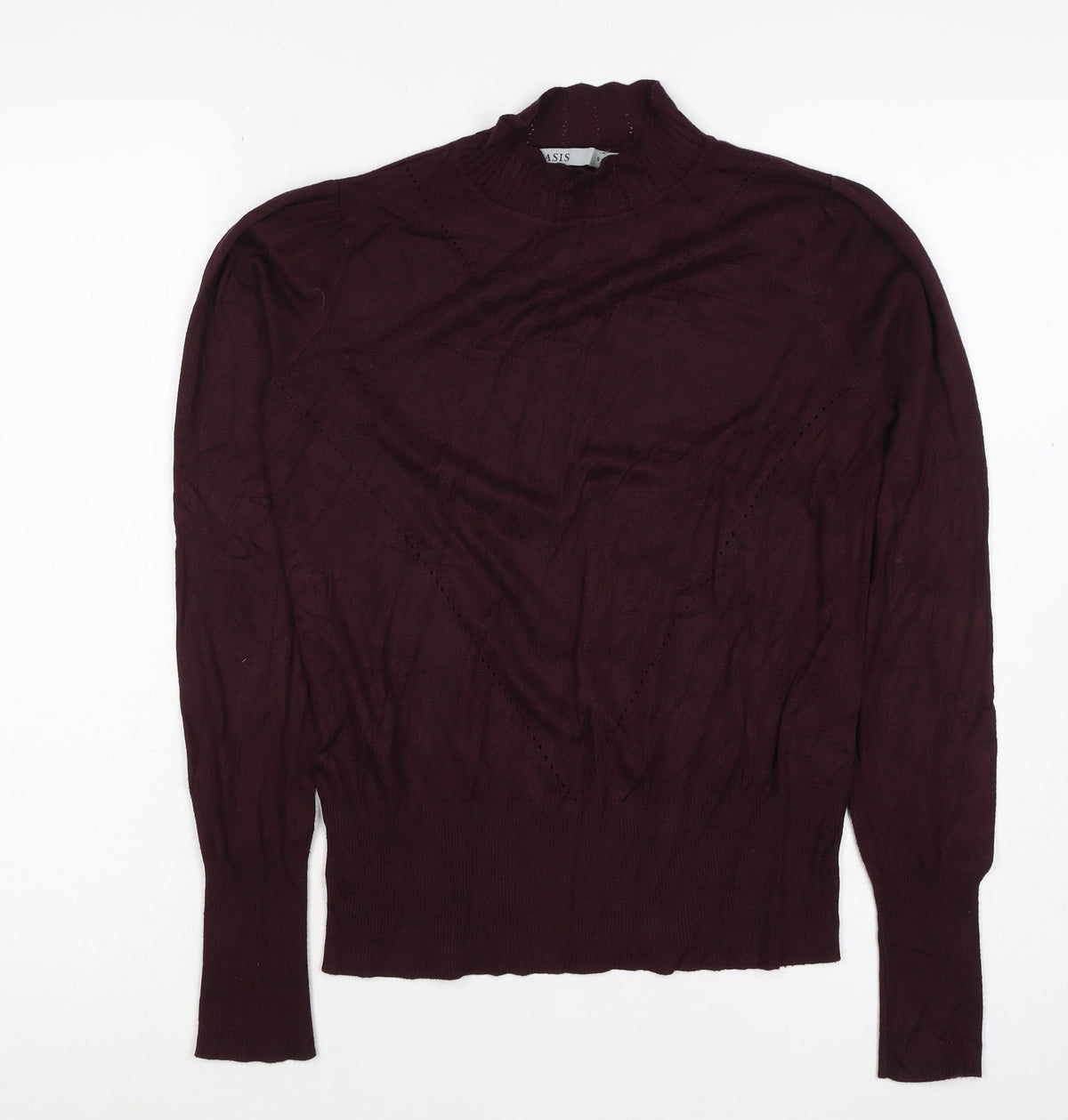Oasis Women’s Purple High Neck Puff Sleeve Knit Jumper Size S