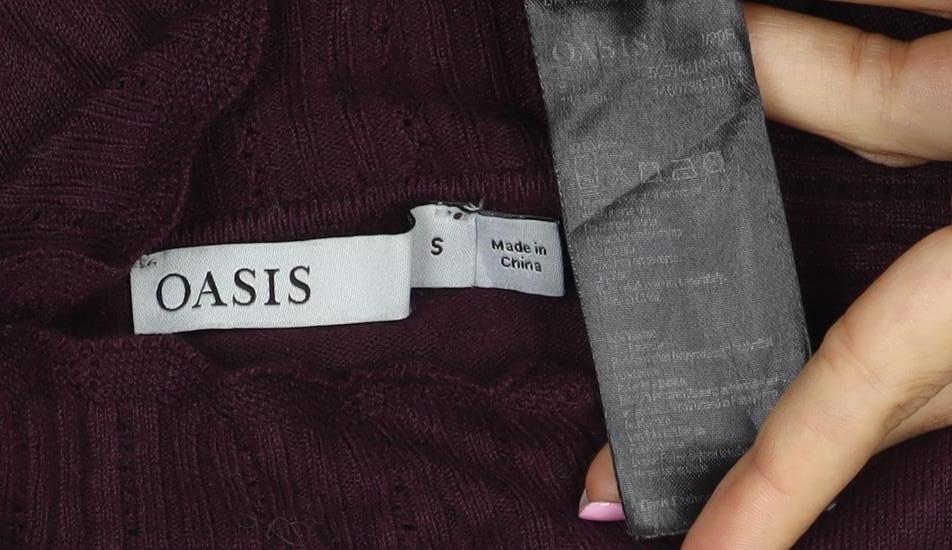 Oasis Women’s Purple High Neck Puff Sleeve Knit Jumper Size S