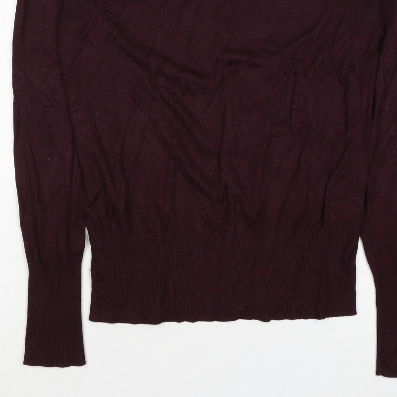 Oasis Women’s Purple High Neck Puff Sleeve Knit Jumper Size S