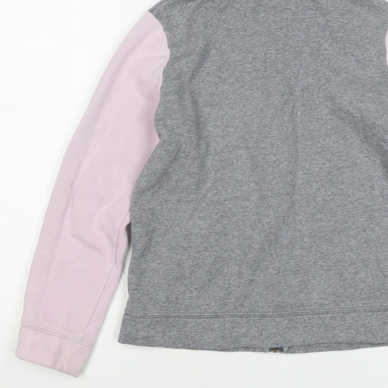 Nike Girls Grey Pink M Full Zip Hooded Fleece Hoodie Logo