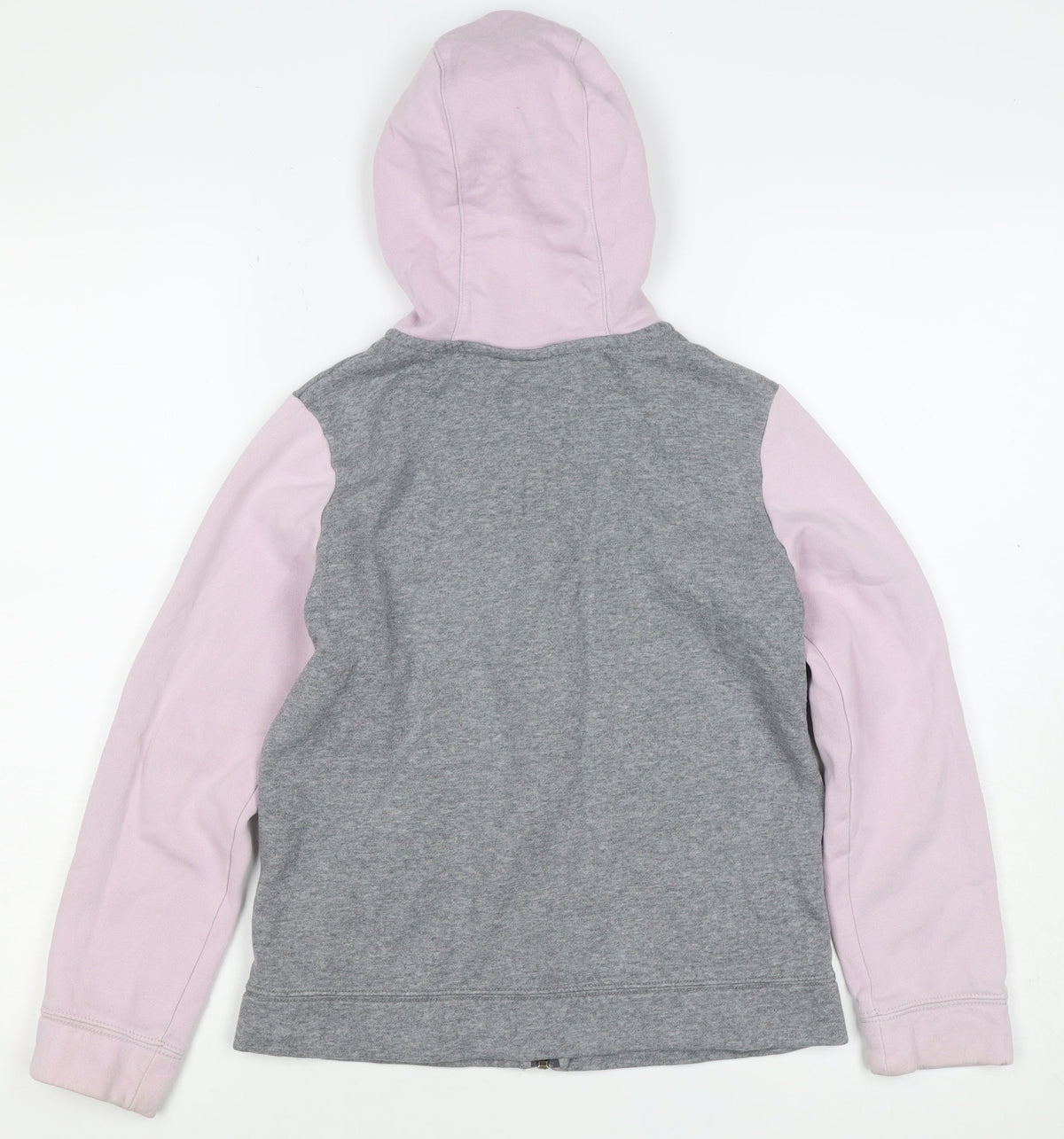Nike Girls Grey Pink M Full Zip Hooded Fleece Hoodie Logo
