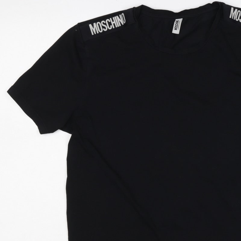 Moschino Underwear Men’s Black M Logo Shoulder Stretch T-Shirt