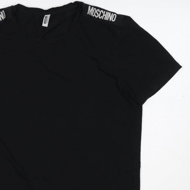 Moschino Underwear Men’s Black M Logo Shoulder Stretch T-Shirt