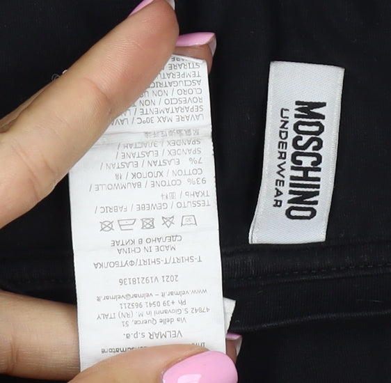 Moschino Underwear Men’s Black M Logo Shoulder Stretch T-Shirt