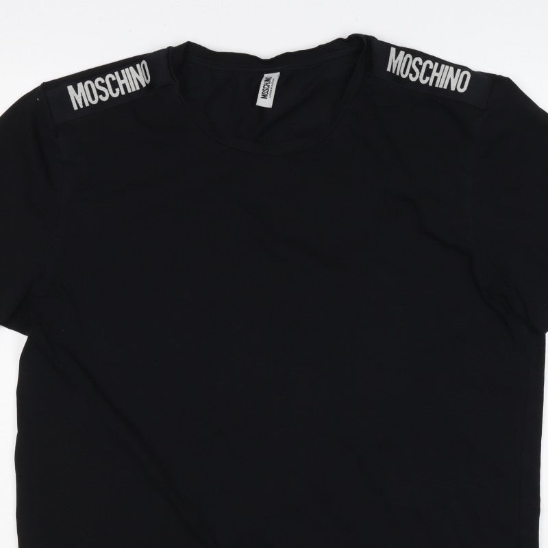 Moschino Underwear Men’s Black M Logo Shoulder Stretch T-Shirt