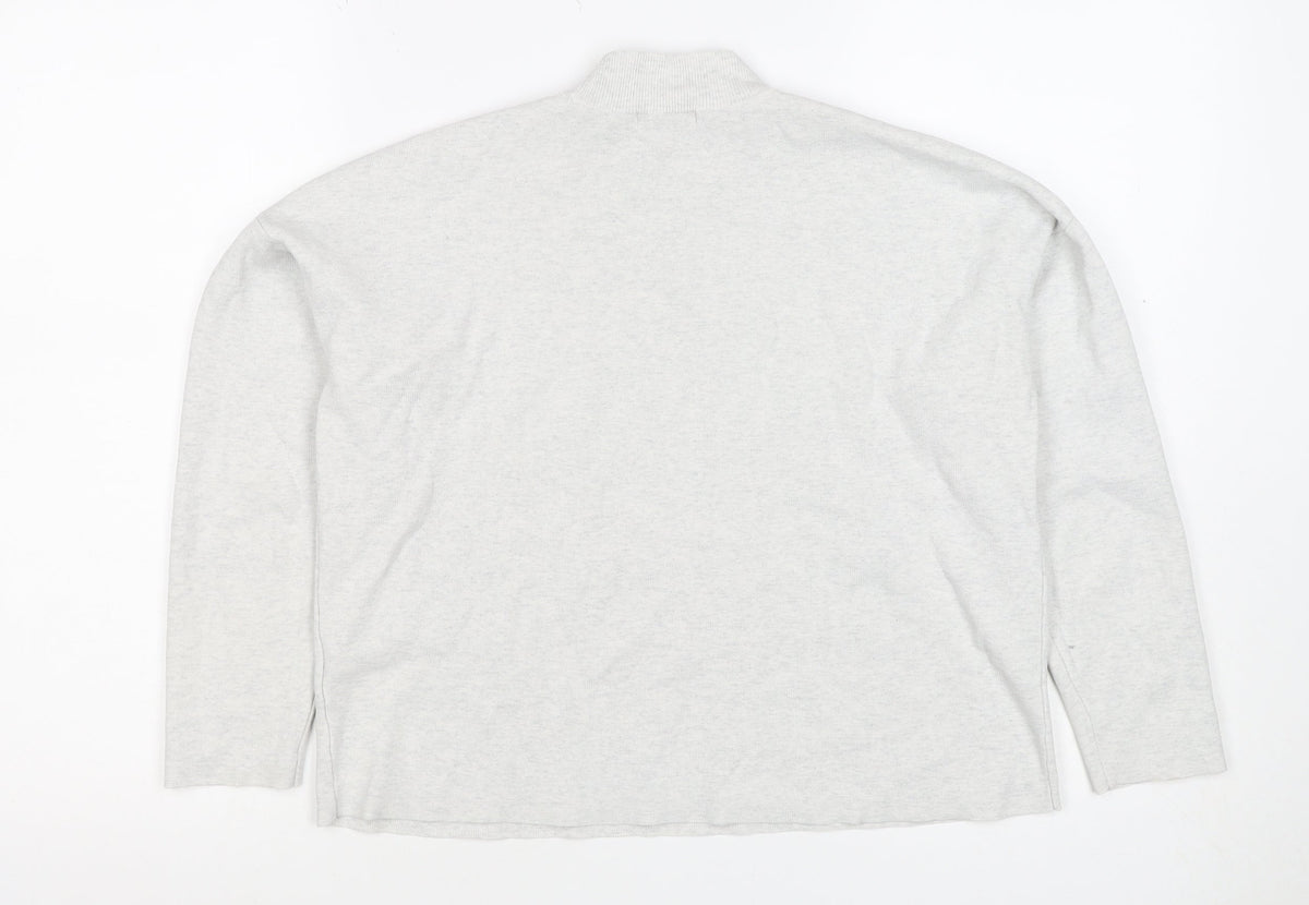 H&M Basic Women Grey S Knit High Neck Pullover Sweatshirt