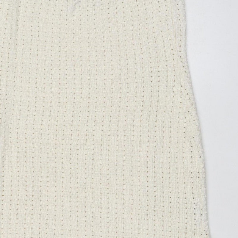 COS Women Ivory UK 16 Knit Drawstring Pencil Mini Skirt