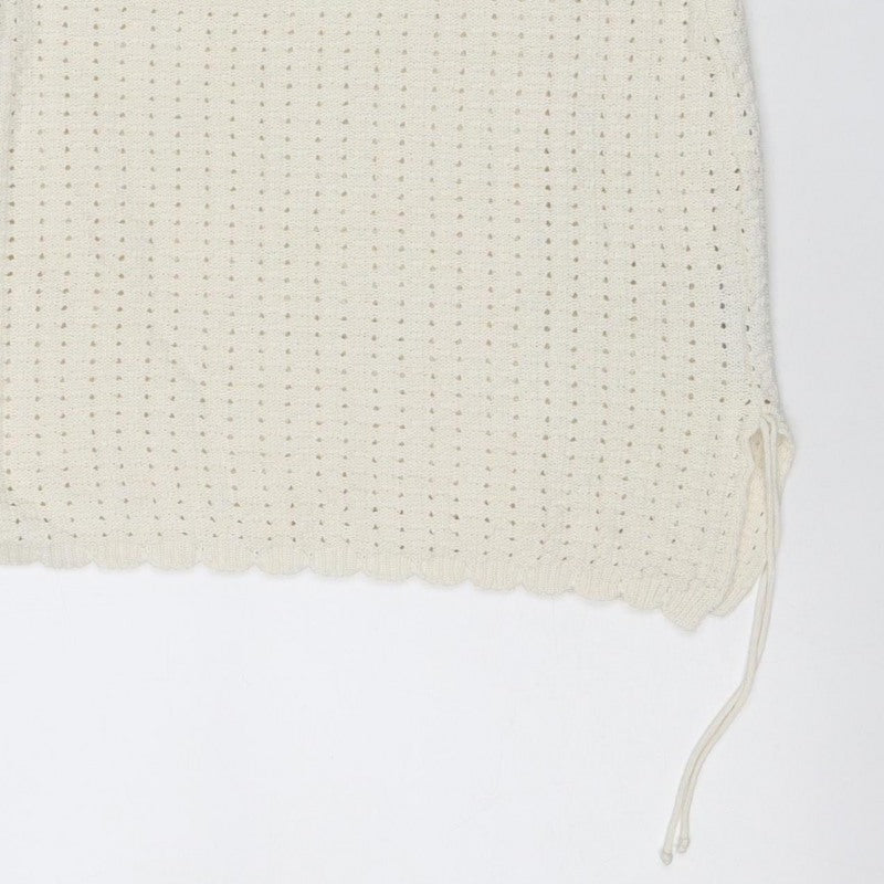 COS Women Ivory UK 16 Knit Drawstring Pencil Mini Skirt