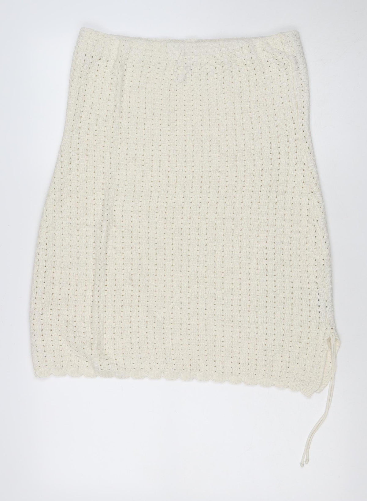 COS Women Ivory UK 16 Knit Drawstring Pencil Mini Skirt