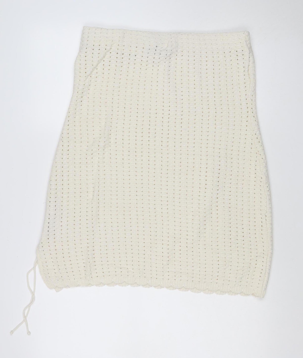 COS Women Ivory UK 16 Knit Drawstring Pencil Mini Skirt