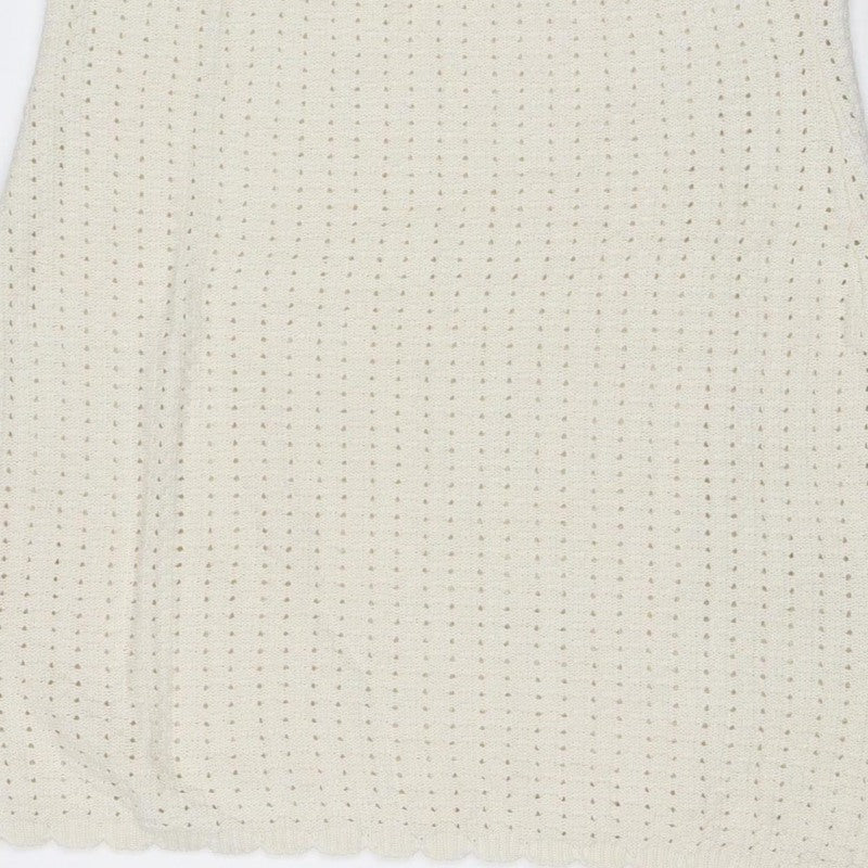 COS Women Ivory UK 16 Knit Drawstring Pencil Mini Skirt