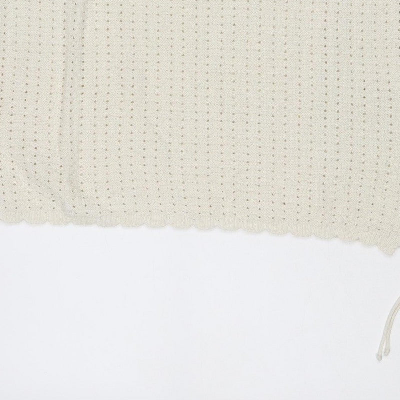 COS Women Ivory UK 16 Knit Drawstring Pencil Mini Skirt