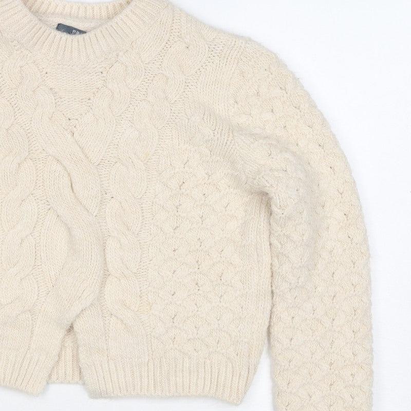 Primary Women Ivory M Cable Knit Crew Neck Jumper Long Sleeve