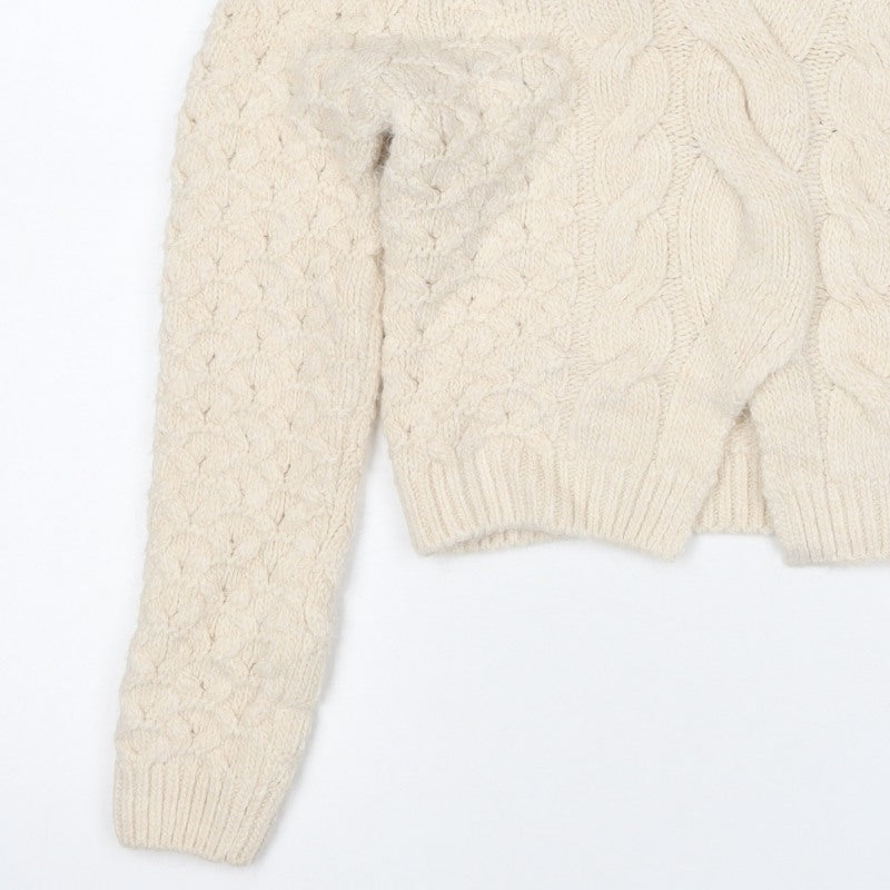Primary Women Ivory M Cable Knit Crew Neck Jumper Long Sleeve
