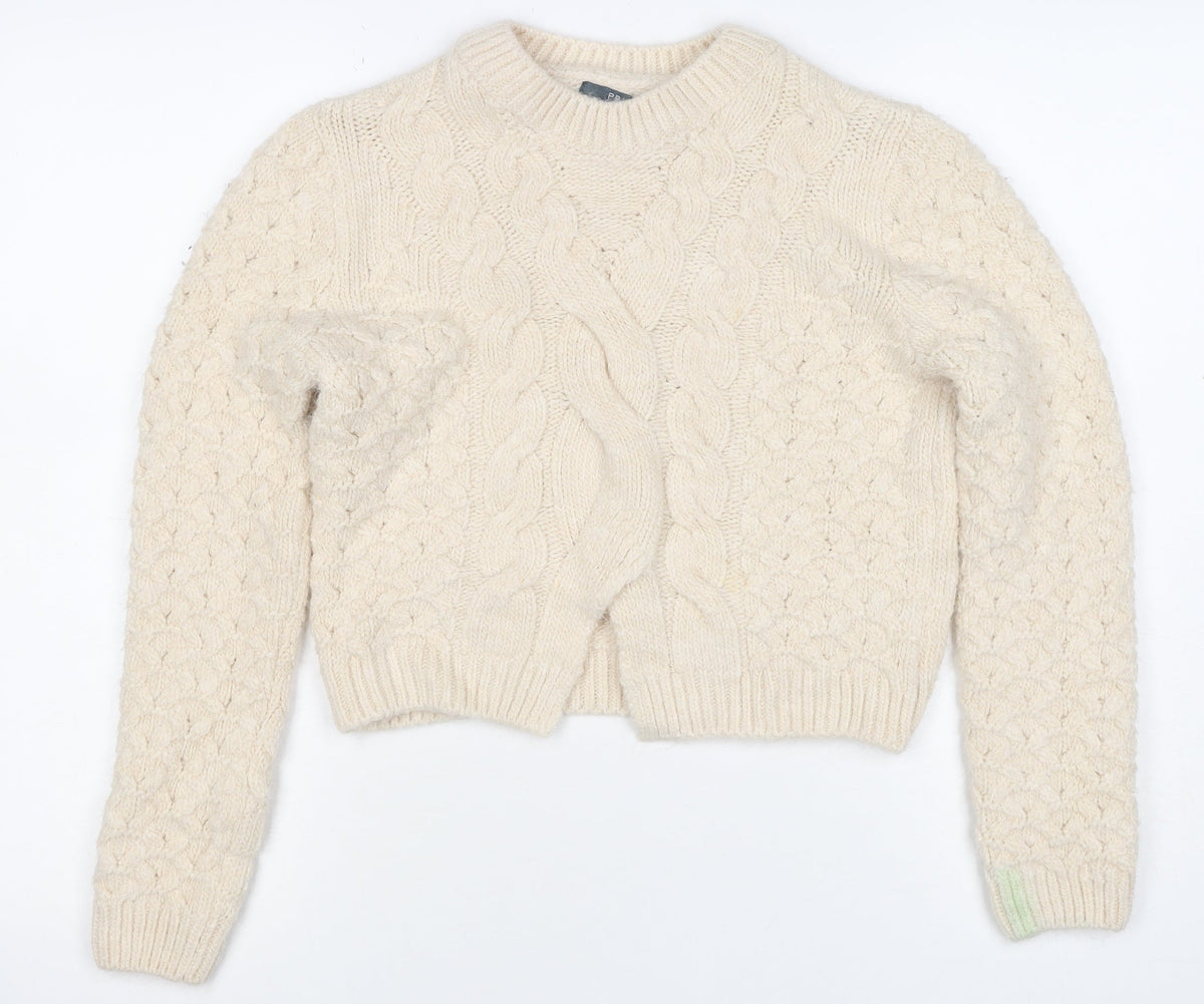 Primary Women Ivory M Cable Knit Crew Neck Jumper Long Sleeve