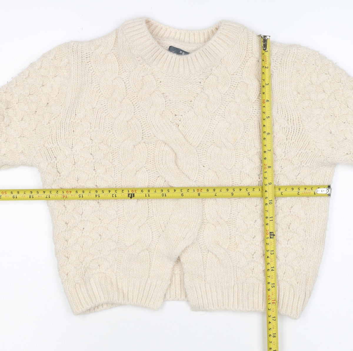 Primary Women Ivory M Cable Knit Crew Neck Jumper Long Sleeve