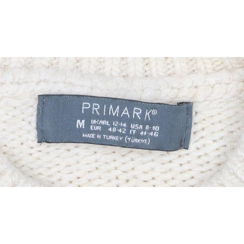 Primary Women Ivory M Cable Knit Crew Neck Jumper Long Sleeve