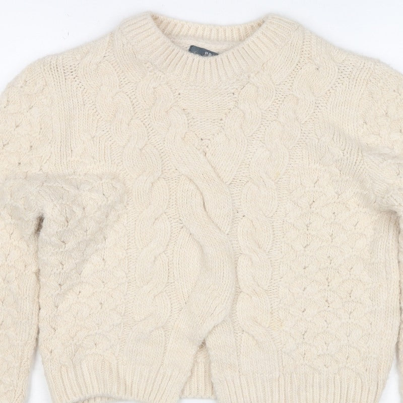 Primary Women Ivory M Cable Knit Crew Neck Jumper Long Sleeve