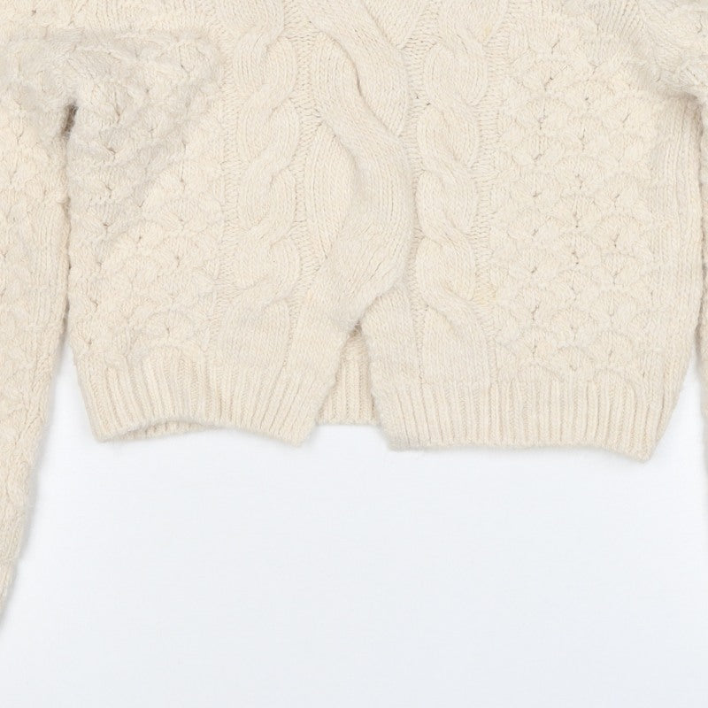 Primary Women Ivory M Cable Knit Crew Neck Jumper Long Sleeve