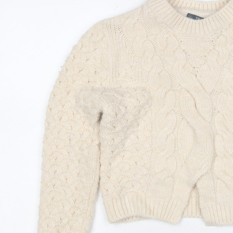 Primary Women Ivory M Cable Knit Crew Neck Jumper Long Sleeve