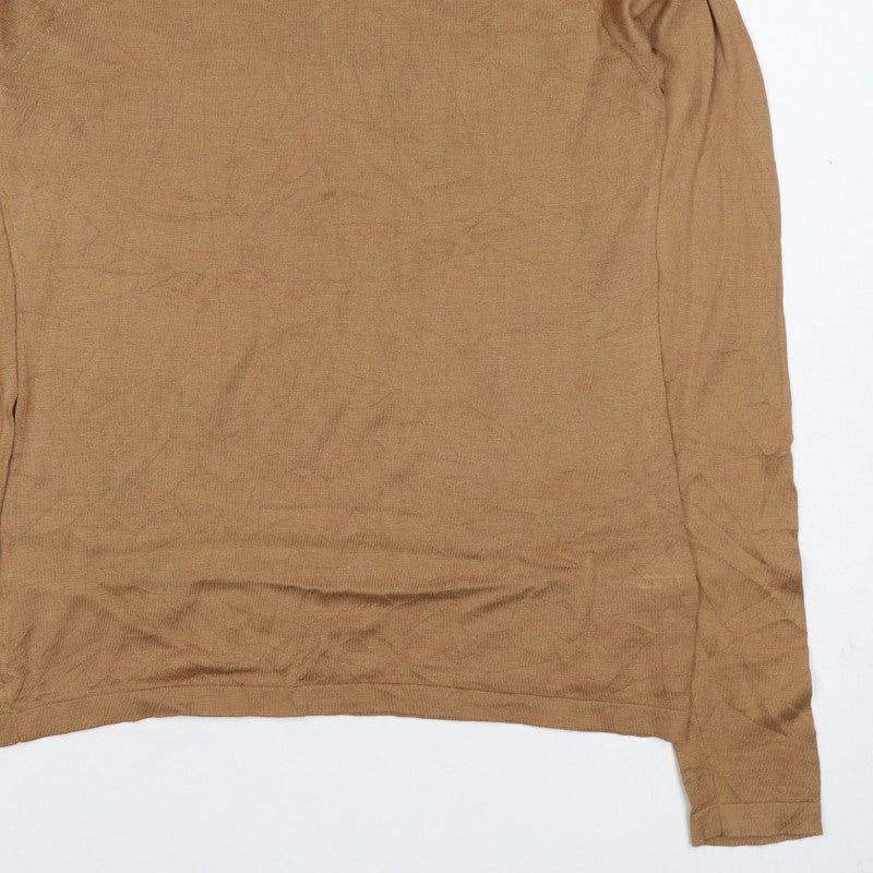 Women’s Brown Size S Roll Neck Fine Knit Long Sleeve Pullover Jumper