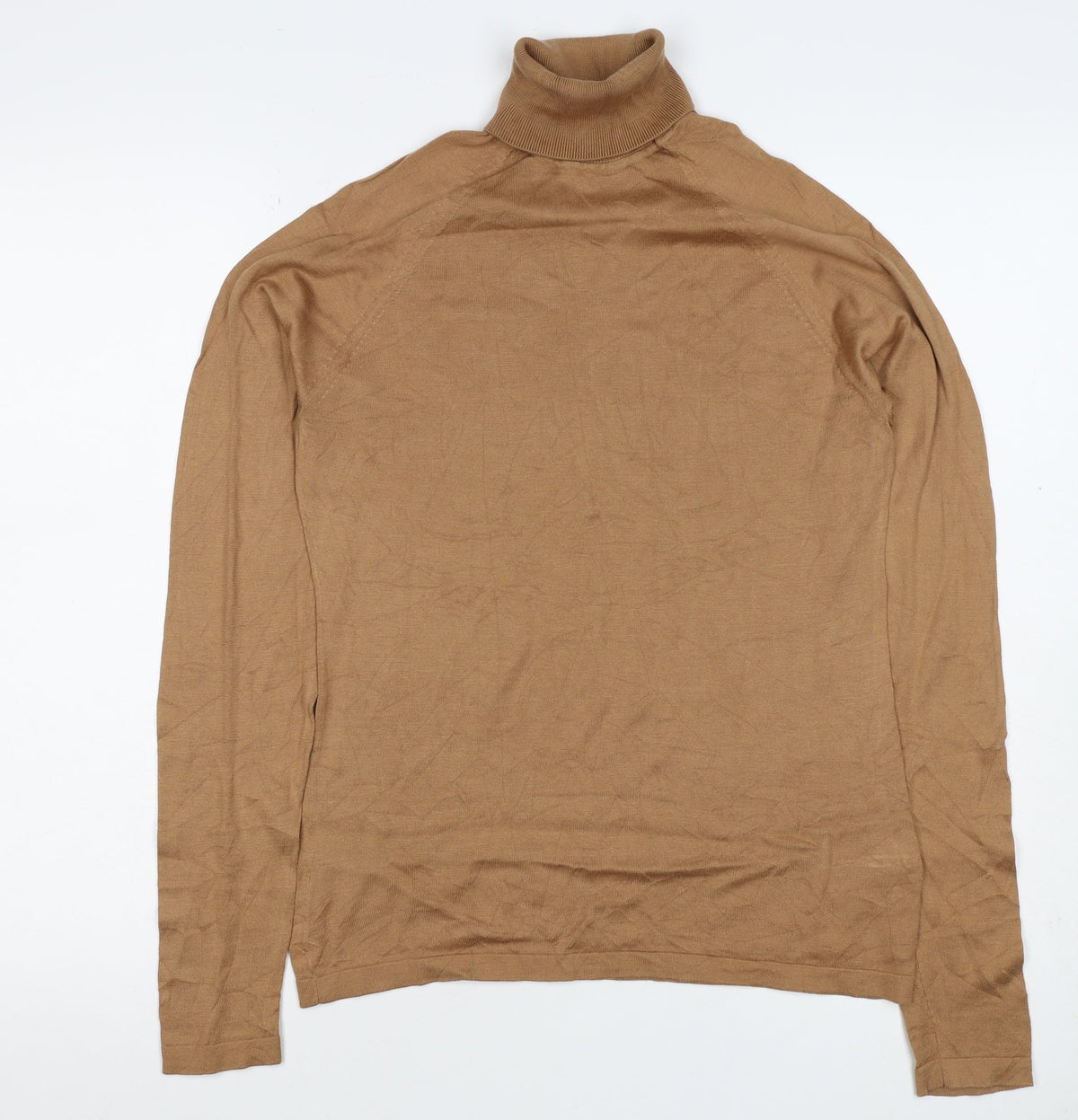 Women’s Brown Size S Roll Neck Fine Knit Long Sleeve Pullover Jumper