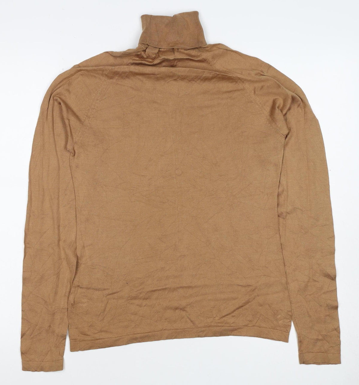 Women’s Brown Size S Roll Neck Fine Knit Long Sleeve Pullover Jumper