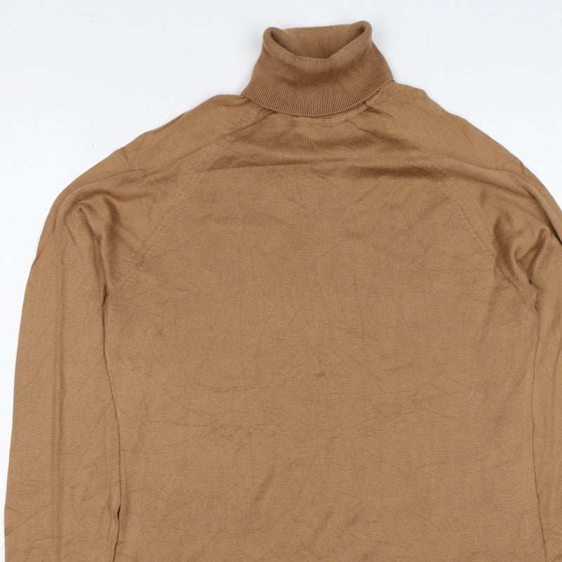 Women’s Brown Size S Roll Neck Fine Knit Long Sleeve Pullover Jumper
