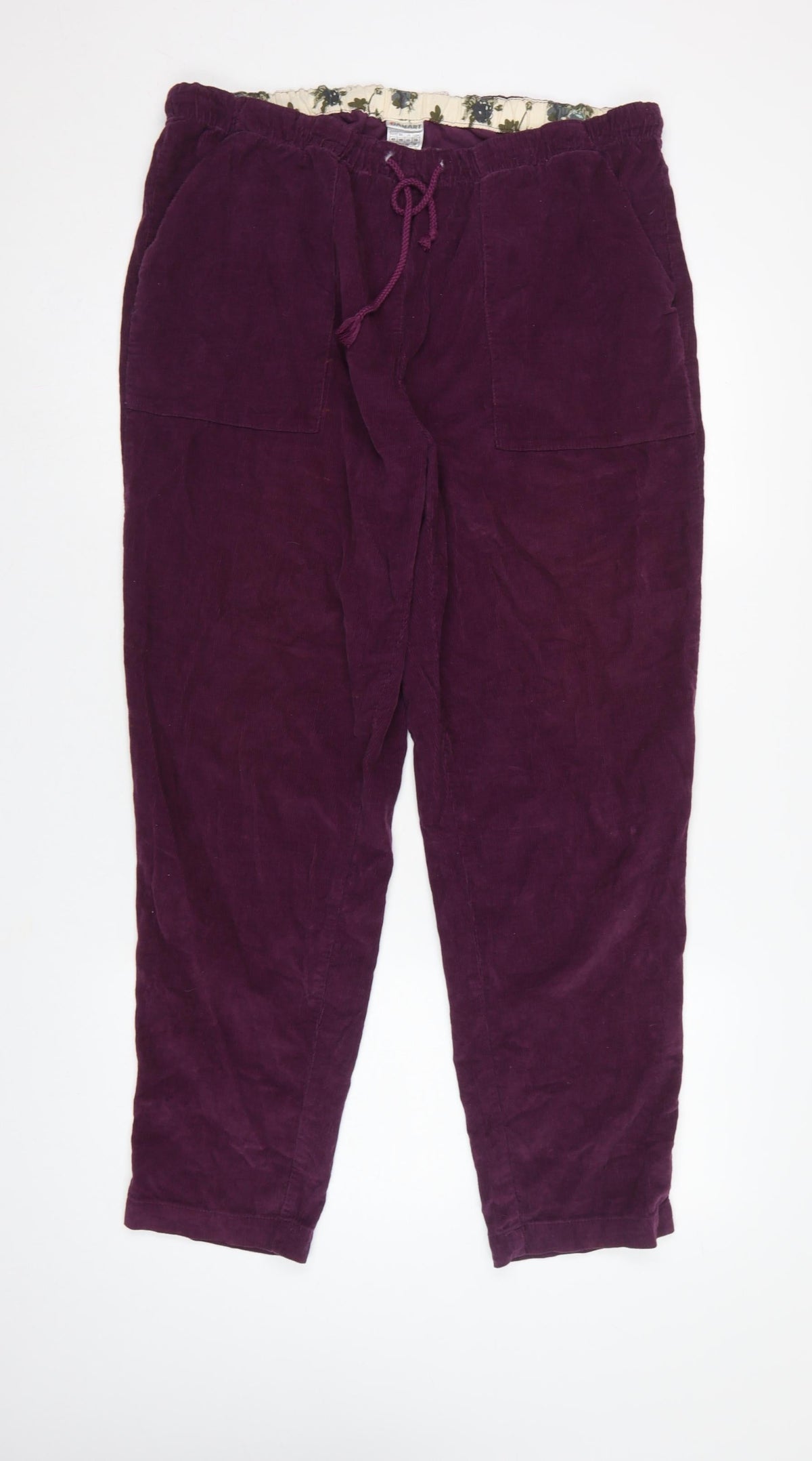 Damart Women's Purple UK 20 Corduroy Jogger Trousers Drawstring 29in