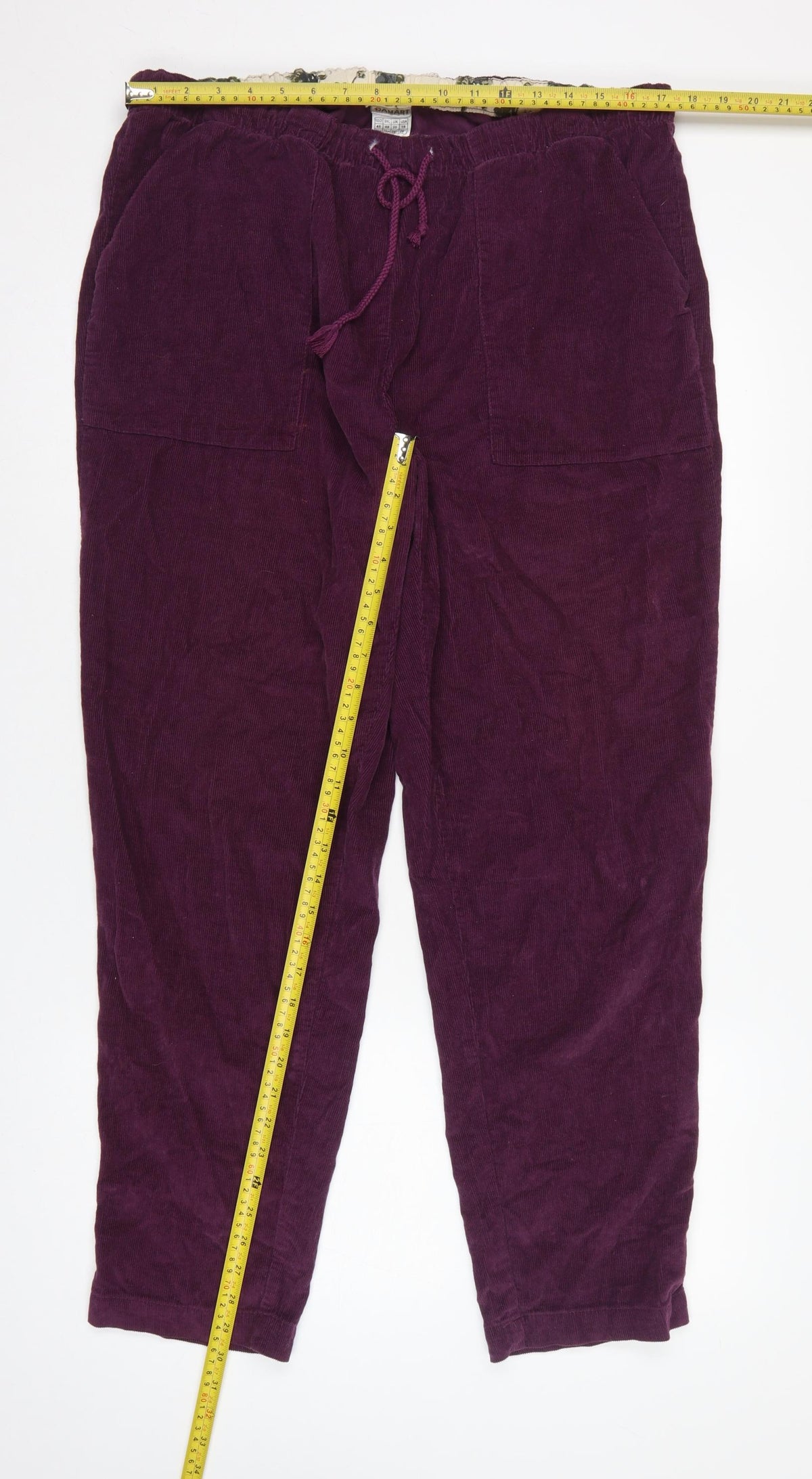 Damart Women's Purple UK 20 Corduroy Jogger Trousers Drawstring 29in