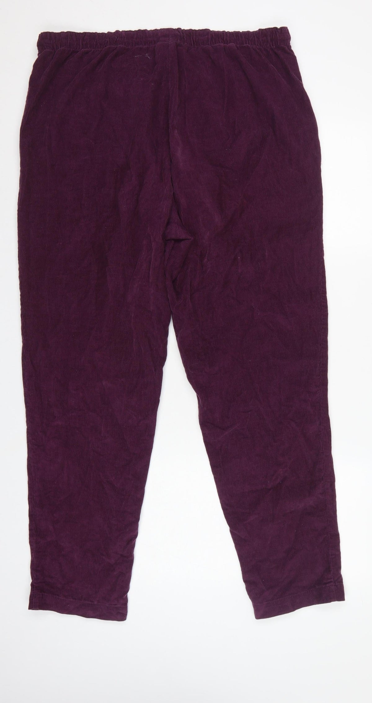 Damart Women's Purple UK 20 Corduroy Jogger Trousers Drawstring 29in