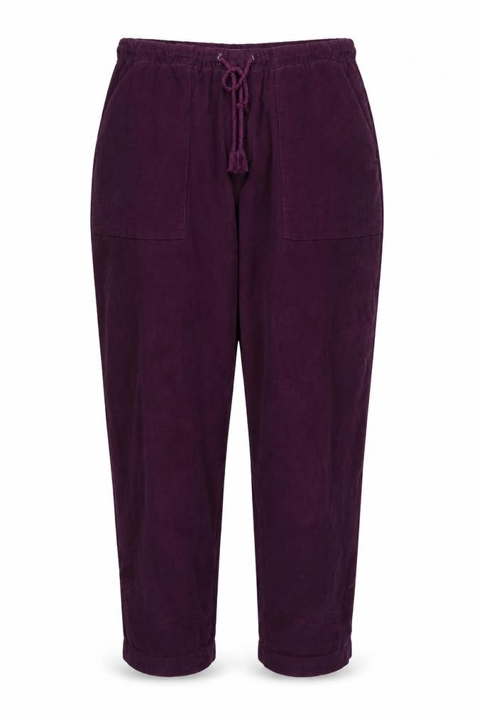 Damart Women's Purple UK 20 Corduroy Jogger Trousers Drawstring 29in