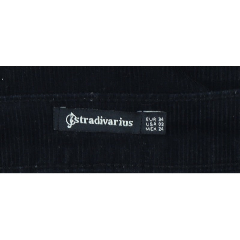 Stradivarius Women Black UK 6 Corduroy Button Front Mini Pencil Skirt
