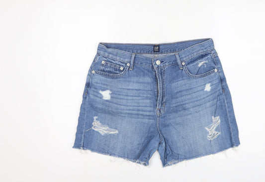 GAP Women’s Blue UK 12 30in Relaxed Distressed Denim Shorts