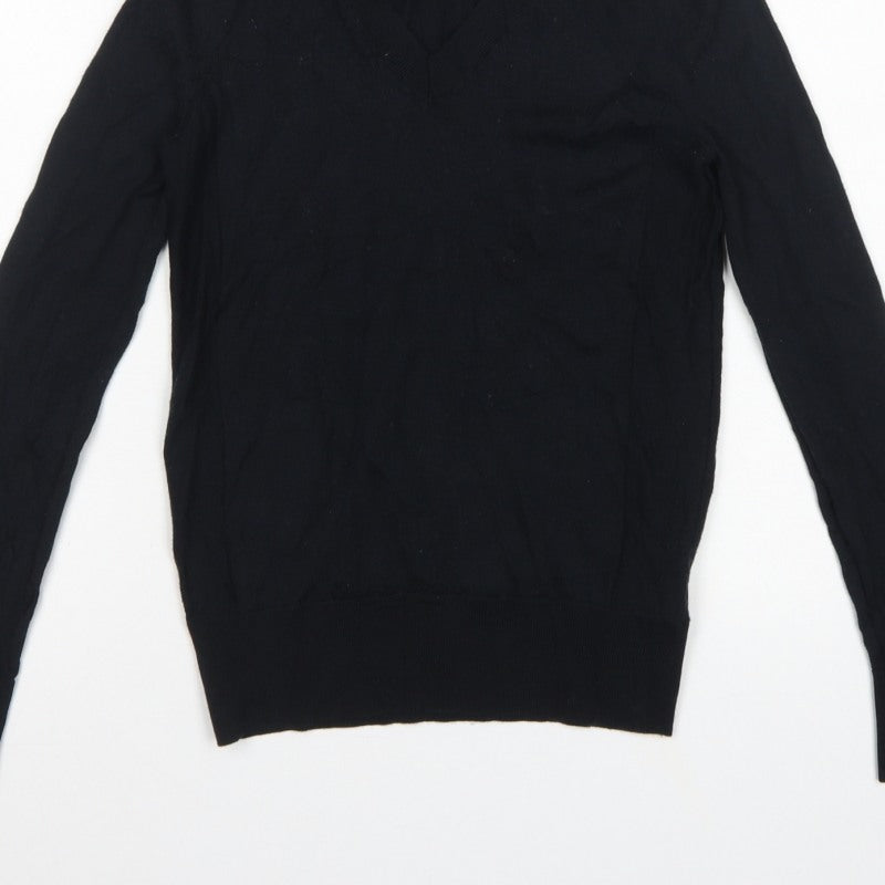 M&S Collection Women’s Black XS Extra Fine Merino Wool V-Neck Jumper