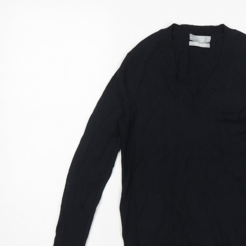 M&S Collection Women’s Black XS Extra Fine Merino Wool V-Neck Jumper