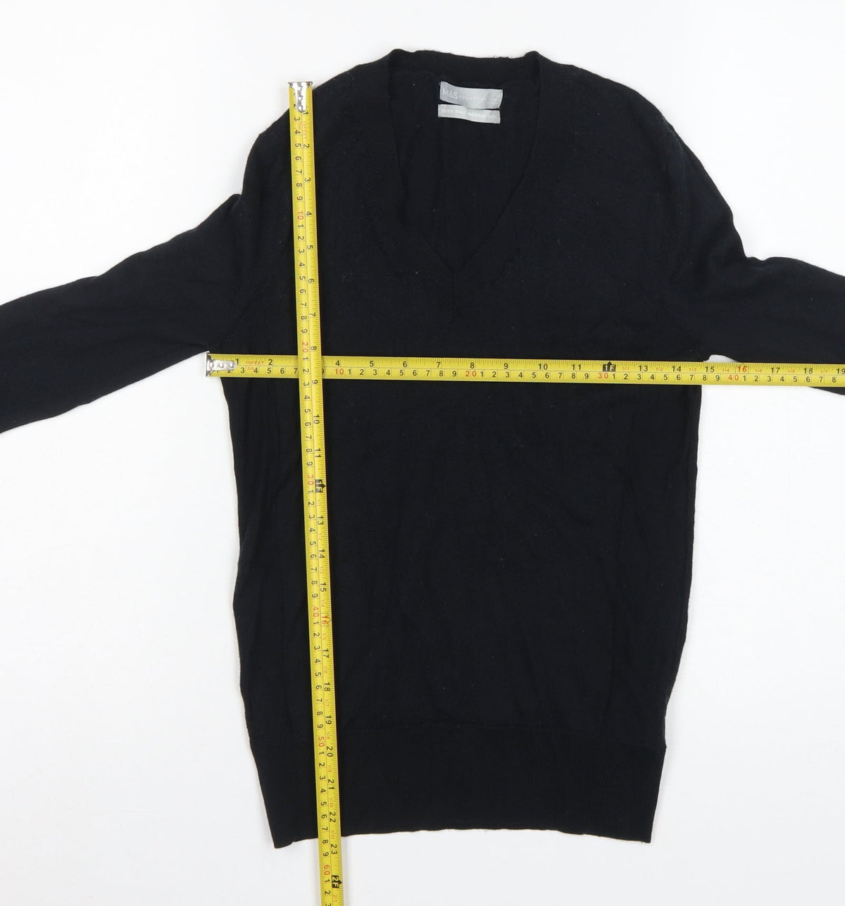 M&S Collection Women’s Black XS Extra Fine Merino Wool V-Neck Jumper