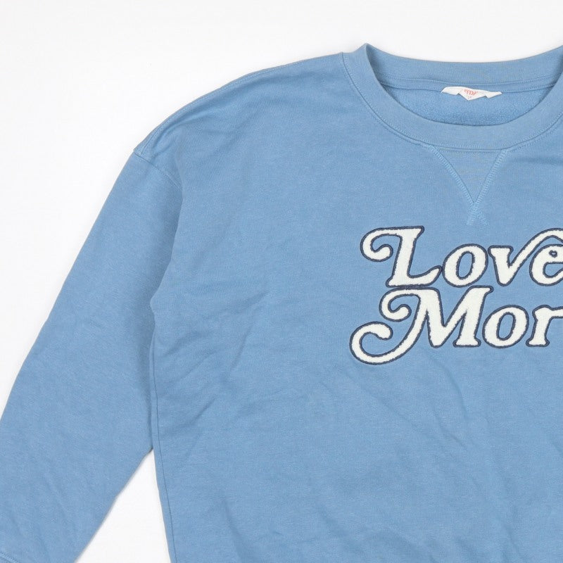 ANYDAY John Lewis Women Blue M Love More Embroidered Sweatshirt